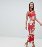 Missguided Tall Open Back Floral Culotte Jumpsuit - Navy