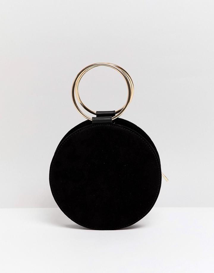 Miss Selfridge Circle Crossbody Bag With Removeable Strap In Black - Black