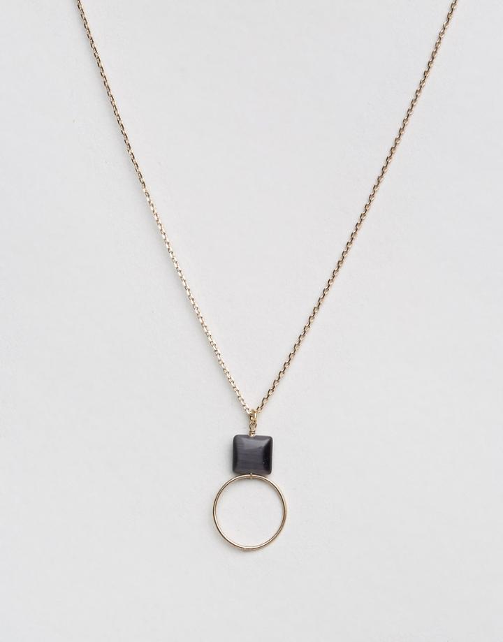Nylon Circle Pendant Necklace - Gold