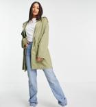 Asos Design Tall Lightweight Parka In Sage-green