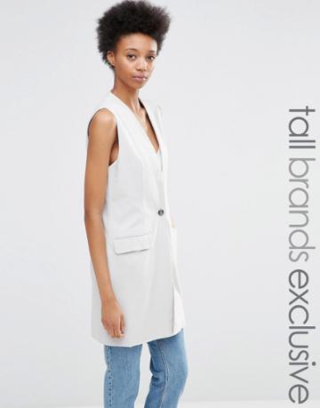 Adpt Tall Sleeveless Tailored Jacket With One Button Detail - Gray