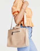 Claudia Canova Top Handle Box Grab Bag In Sand-neutral