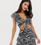 Akasa Exclusive Beach Two-piece Top & Skirt In Zebra Print - Multi