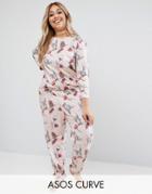 Asos Curve Lounge Inky Floral Jogger - Multi