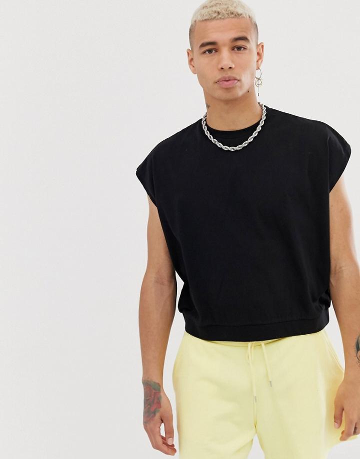 Asos Design Boxy Cropped Tank Tank In Black - Black