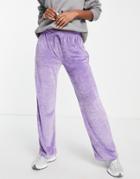 Topshop Low Rise Velour Sweatpants In Lilac-purple