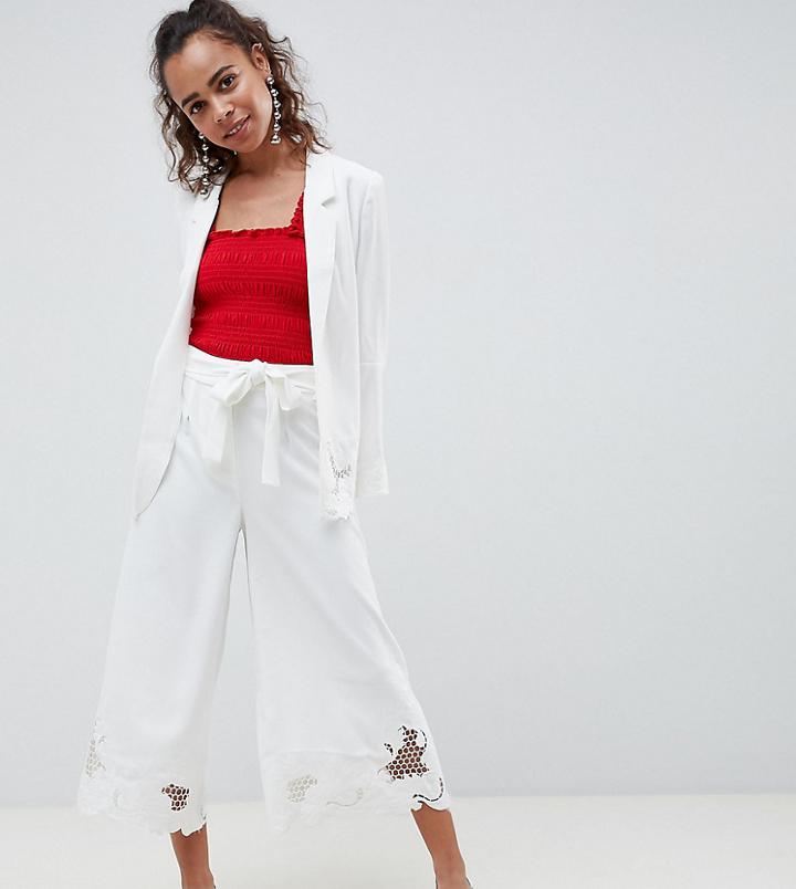 River Island Petite Lace Detail Wide Leg Culottes - Multi