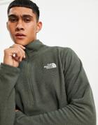 The North Face Textured Cap Rock 1/4 Zip Fleece In Khaki-green