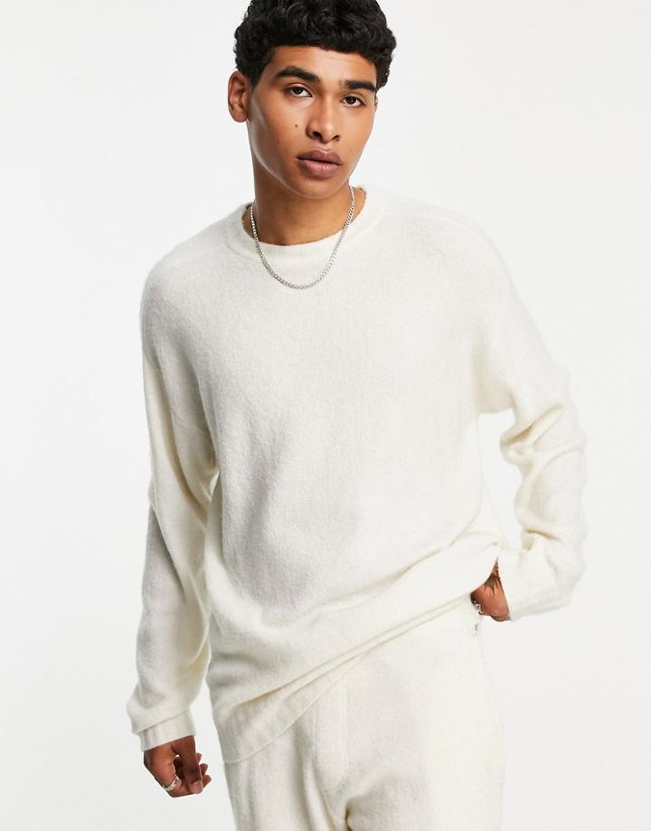 Topman Oversize Knitted Sweater In Ecru-white