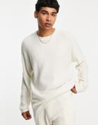 Topman Oversize Knitted Sweater In Ecru-white