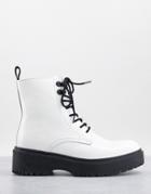 Levi's Lace Up Leather Boots In White