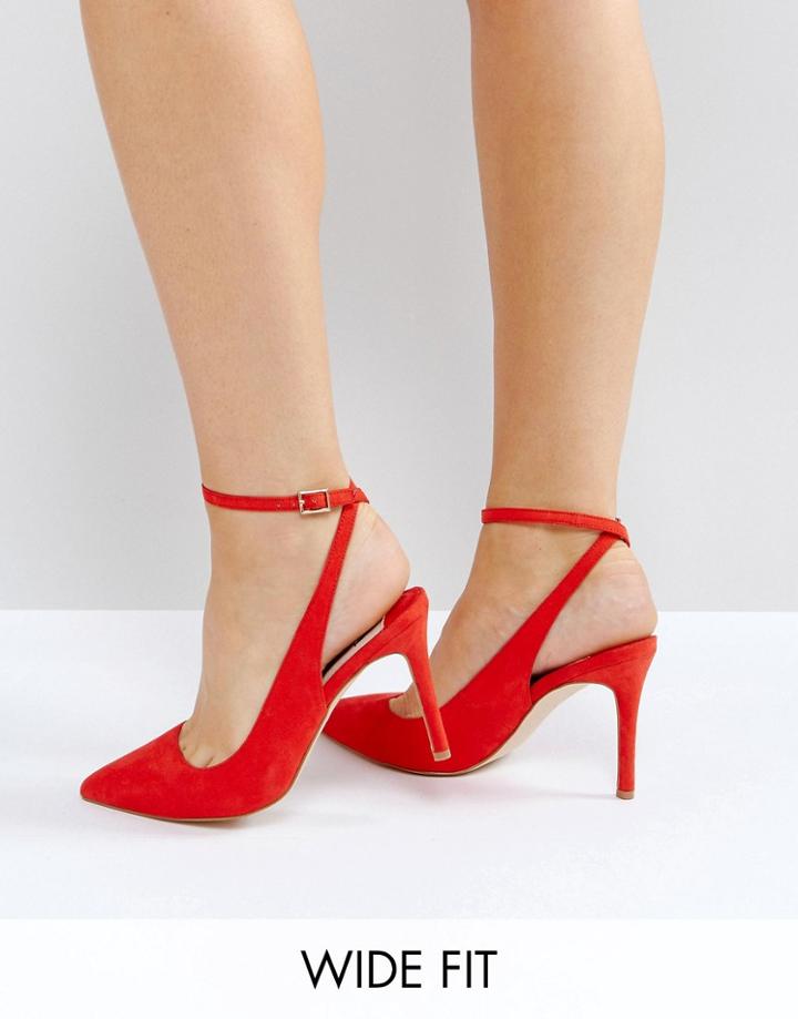 Faith Wide Fit Canyon Red Heeled Shoes - Red