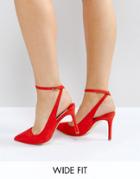 Faith Wide Fit Canyon Red Heeled Shoes - Red