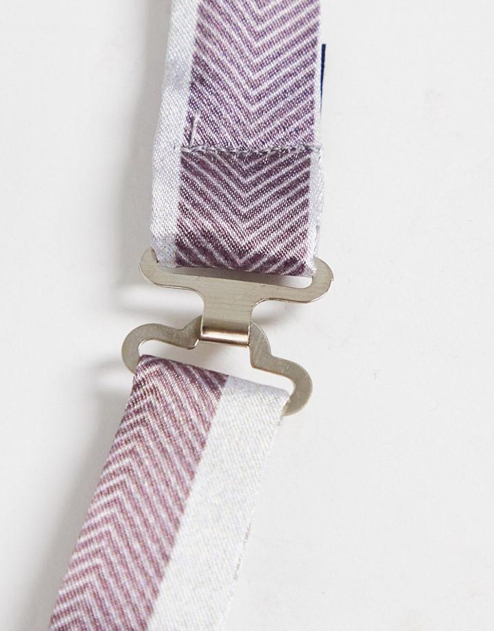 Bolongaro Trevor Stripe Bow Tie In Purple & White-brown