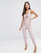 Asos Occasion Jumpsuit With Bow Detail - Pink