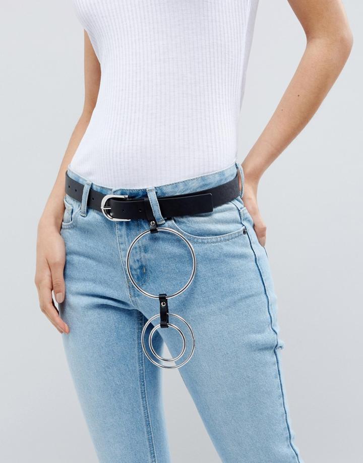 Asos Waist & Hip Belt With Multi Circle Rings - Black