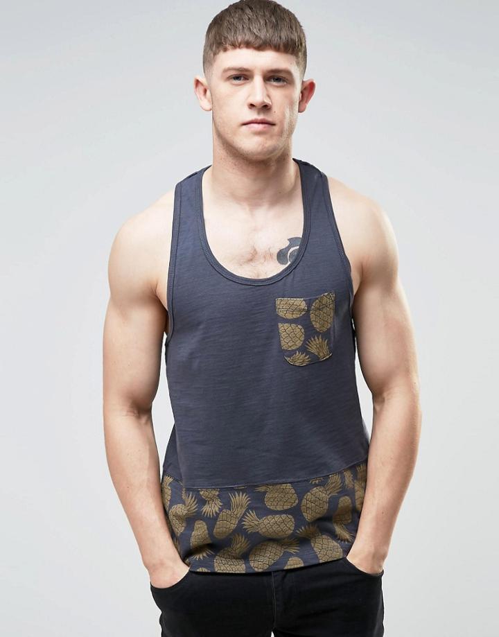 Bellfield Cut And Sew Pineapple Vest - Gray