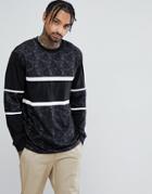 Asos Longline T-shirt In Lace With Cut And Sew - Black