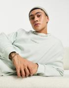 Adidas Originals Trefoil Linear Premium Sweatshirt In Linen Green With Arm Patch