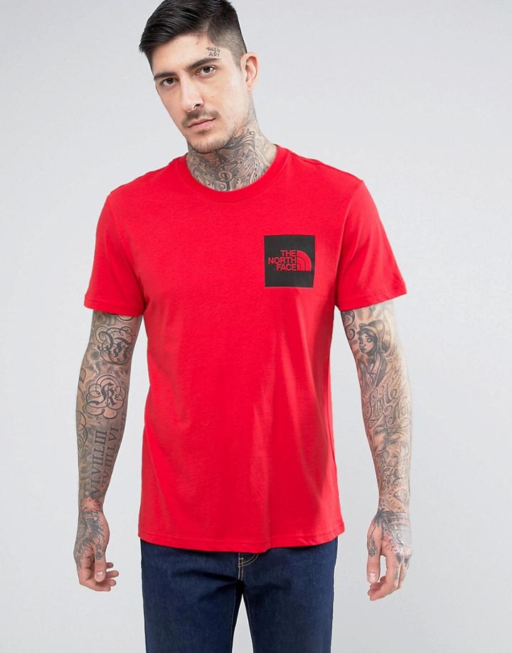 The North Face Fine T-shirt Box Logo In Red - Red