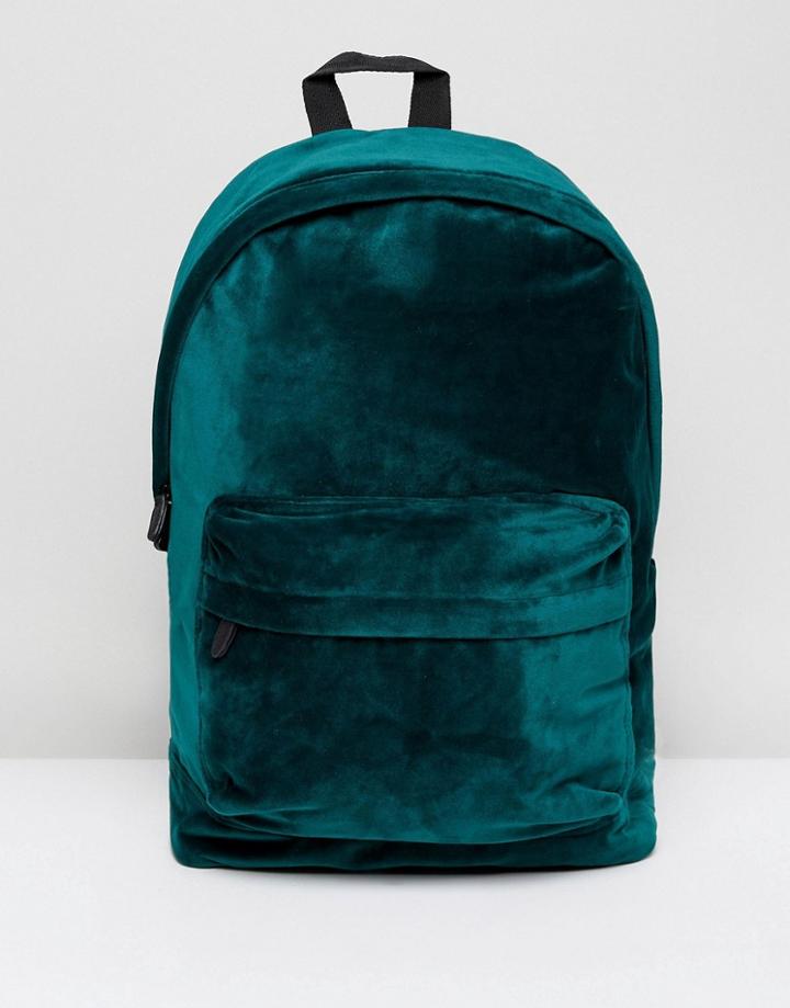 Asos Backpack In Green Velvet - Green