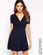 Asos Tall Skater Dress With Ruched Bust Detail - Black