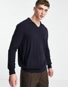 Bando V-neck Collared Sweater-navy