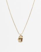 Designb Necklace With Hammered Pendant In Gold Tone