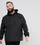 Asos Design Plus Overhead Windbreaker In Black - Black