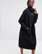 Monki Turtleneck Sweat Sweater Dress - Black
