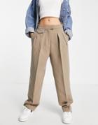 Urban Revivo Pleat Front Pants In Beige-neutral