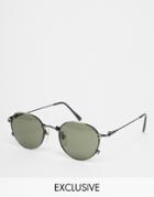 Reclaimed Vintage Round Sunglasses With Clip On Lens - Silver