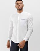 Pull & Bear Join Life Shirt With Granddad Collar Shirt In White - White