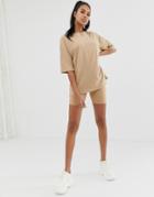 Asos Design Two-piece Shorter Length Legging Short In Sand-beige