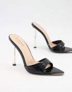 Simmi London Torez Pointed Mules With Gold Heel In Black