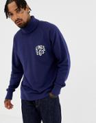 Kings Of Indigo Organic Roll Neck Sweatshirt In Navy - Navy
