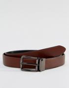 Smith And Canova Reversible Leather Skinny Belt - Brown