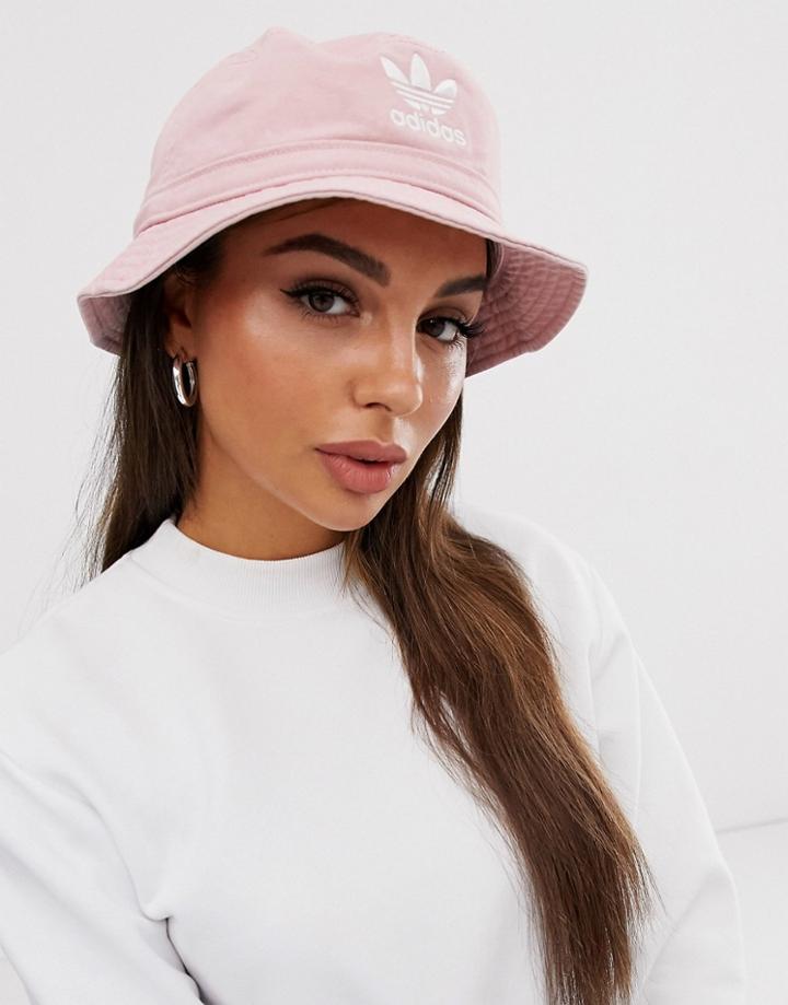 Adidas Originals Trefoil Logo Bucket Hat In Pink