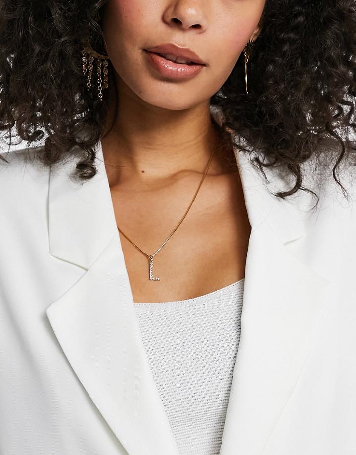 Krystal London Swarovski Crystal L Pendant Necklace-clear