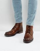 Jack & Jones Russel Leather Lace Up Boots - Brown