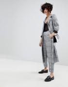J.o.a Cropped Tailored Pants With Pearl Details In Suit Check Co-ord - Gray