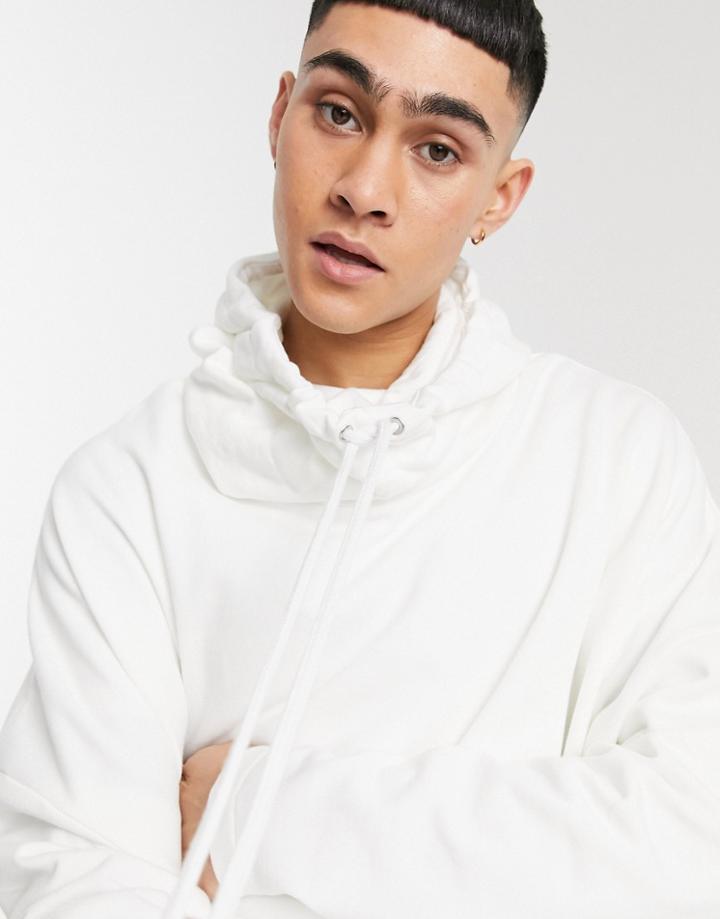 Asos Design Extreme Oversized Hoodie With Funnel Neck In White