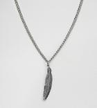 Reclaimed Vintage Inspired Feather Pendant Necklace In Silver Exclusive To Asos - Silver
