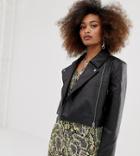 Collusion Leather Look Biker Jacket