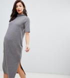 Asos Design Maternity Super Soft Midi T-shirt Dress With Open Back - Gray