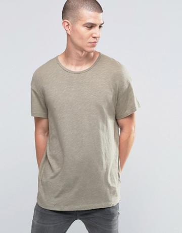 Selected Homme Over Sized Slub T-shirt - Green