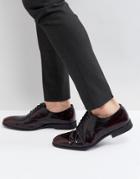 Asos Oxford Brogue Shoes In Burgundy Leather - Red