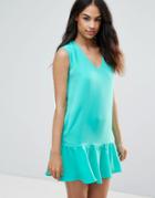 Frnch Pep Hem Dress - Green