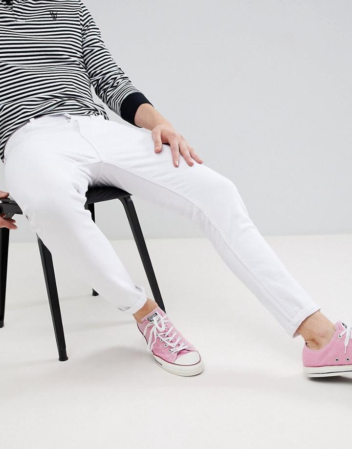 Pull & Bear Carrot Fit Pants In White - White