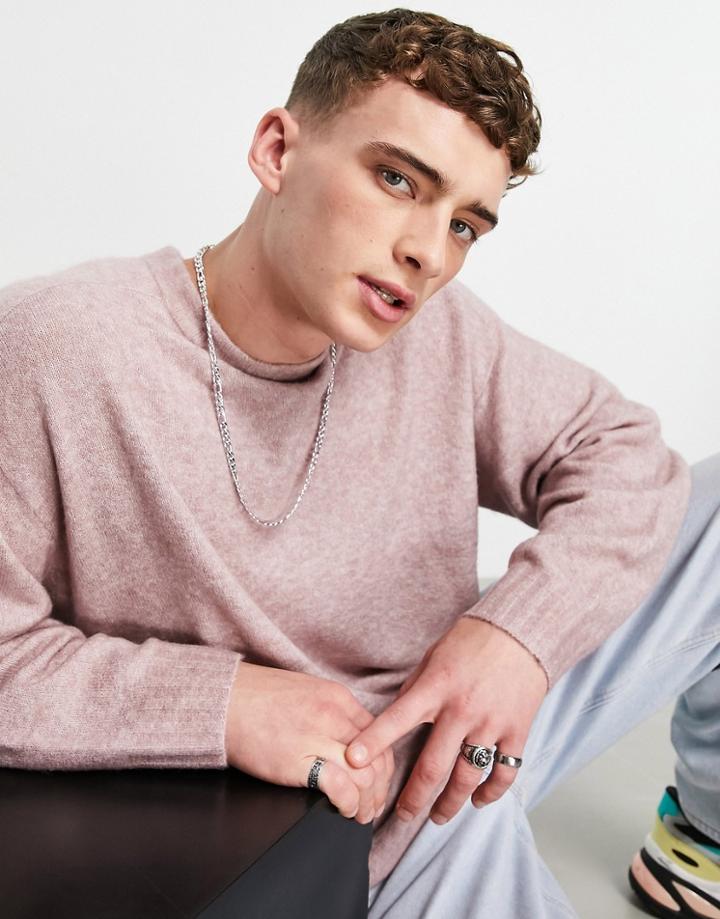 Topman Oversized Knit Sweater In Lilac-purple